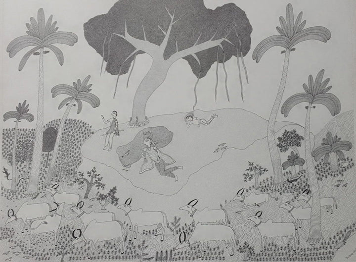 Krishna in Jogi Art by Govind Bhai Bharthri Thumbnail