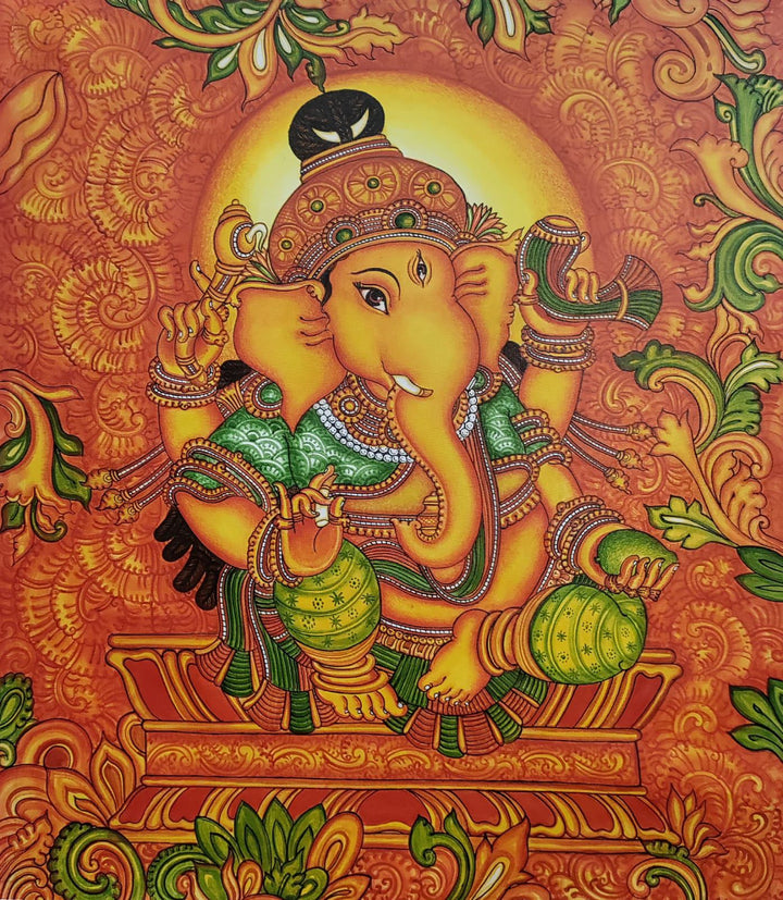 Lord Ganesha In Kerala Mural by Adarsh Thumbnail