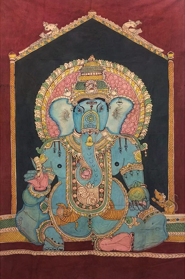 Lord Ganesha in Kalamkari by Kanukurthi Guna Sekhar Sai