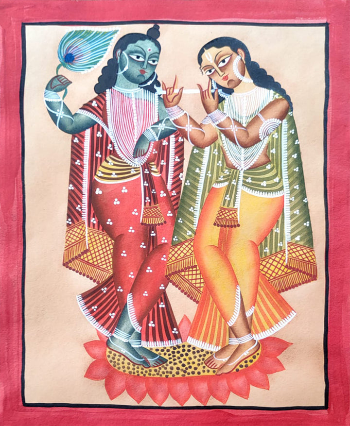 Lord Krishna and Radha in Kalighat by Hasir Chitrakar Thumbnail