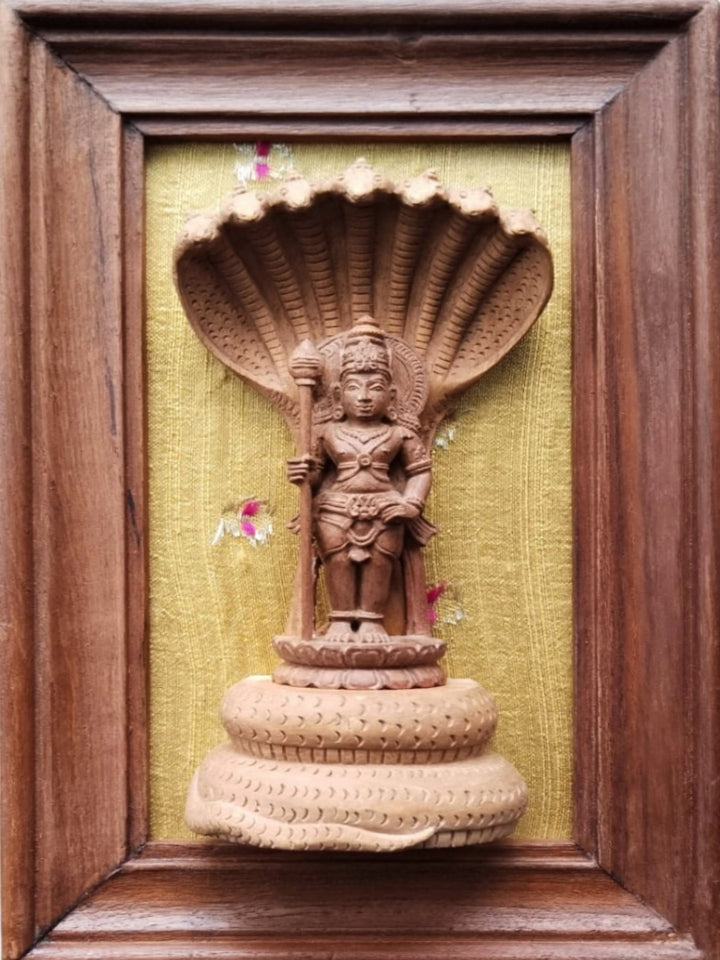 Lord Murukan In Miniature Kadam Wood Carving Thumbnail