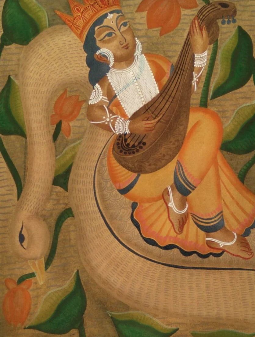 Buy Maa Saraswati's Elegance : Kalighat Art by Bapi Chitrakar