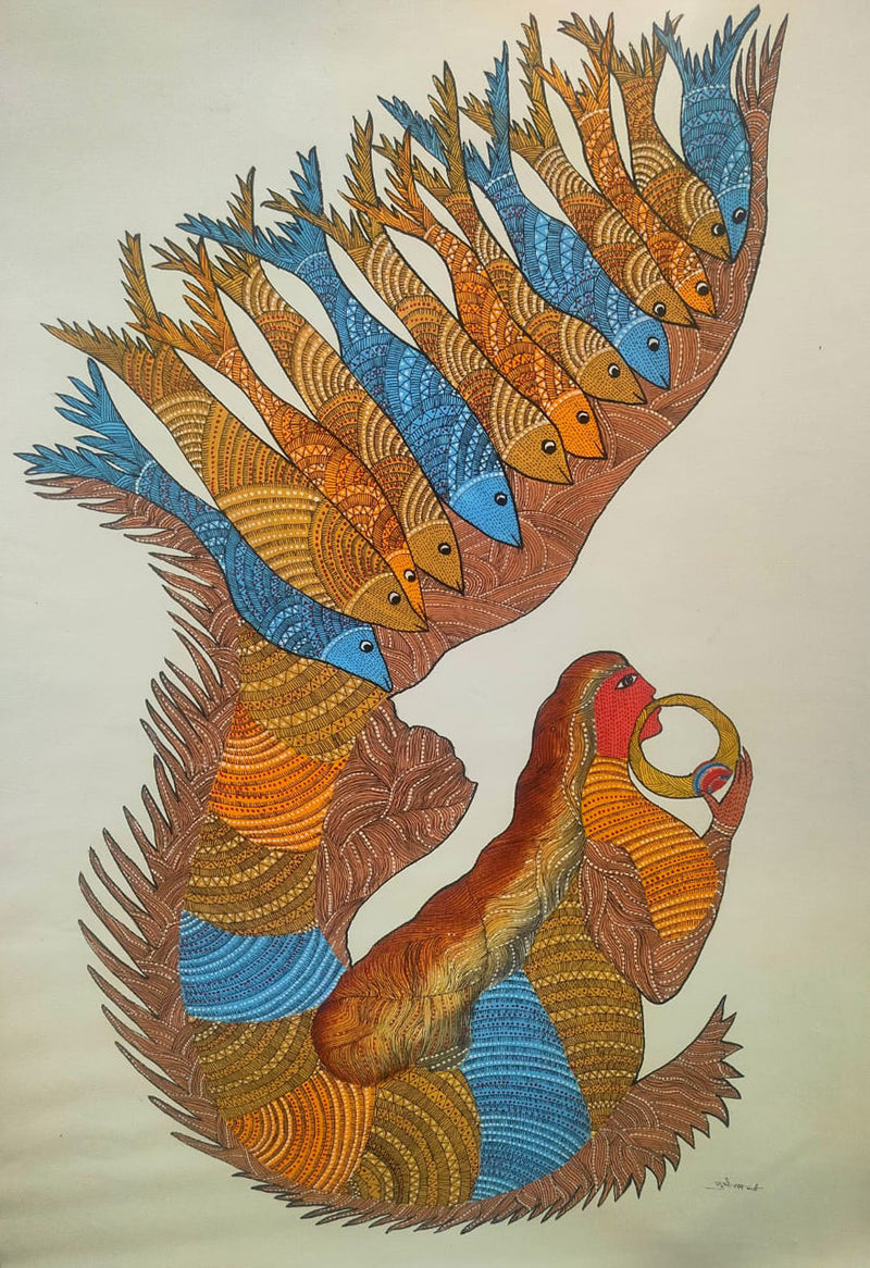 Order Now Mermaid In Gond by Sukhiram Maravi