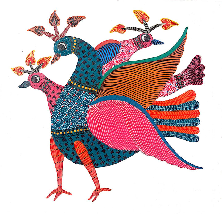 Peacock in Gond by Kailash Pradhan Thumbnail
