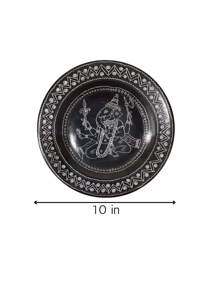 Plate in Black Pottery by Ramjatan Prajapati Thumbnail