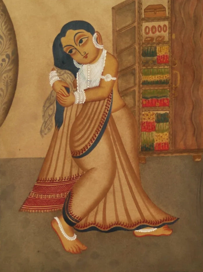 Quiet Reflection: Kalighat Art by Bapi Chitrakar Thumbnail