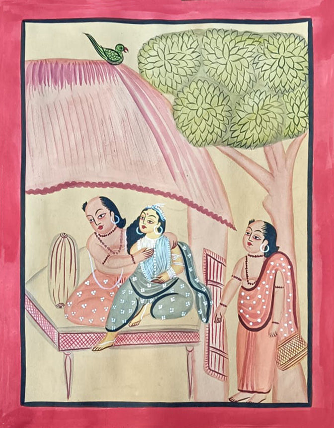 Purchase Rishi Gautam With Ahilya and Indra In Kalighat by Manoranjan Chitrakar