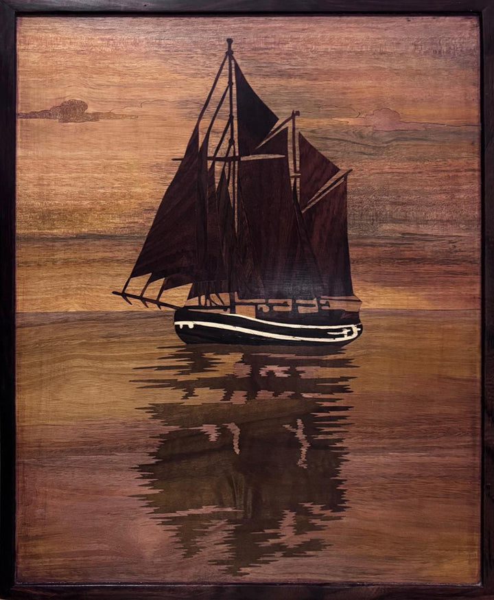 Sailing boat in Wood Inlay by Mohan Kumar Thumbnail