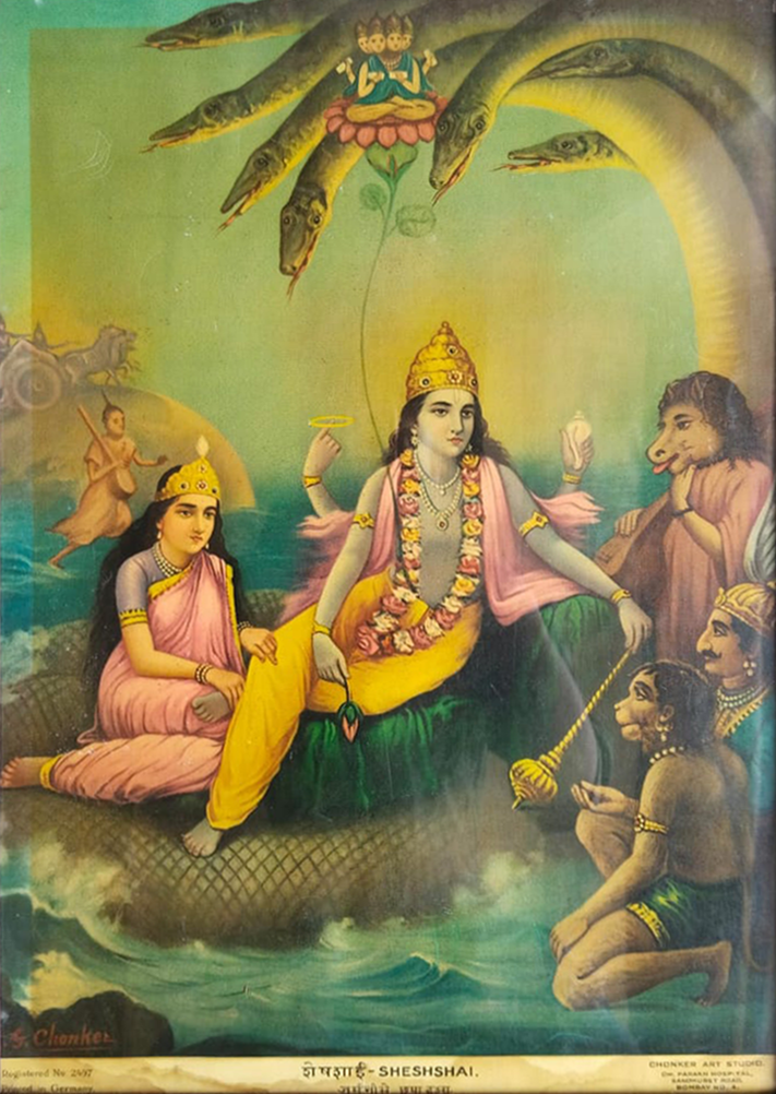 Sheshashayi Vishnu in Oleograph by R.G. Chonker Thumbnail