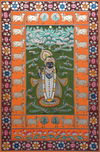 Shrinathji With Flute in Pichwai by Shehzaad Ali Sherani for Sale