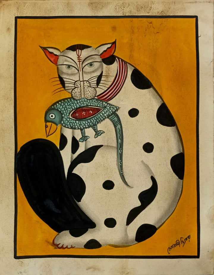 The Cat's Prey in Kalighat by Sonali Chitrakar Thumbnail