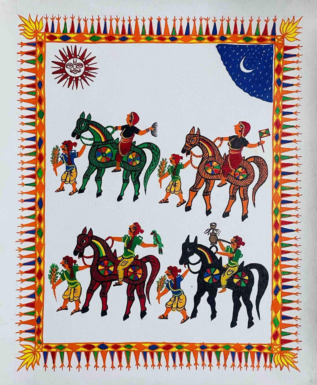 The Celestial Ride Life in Pithora Art by Chanchal Soni for Sale