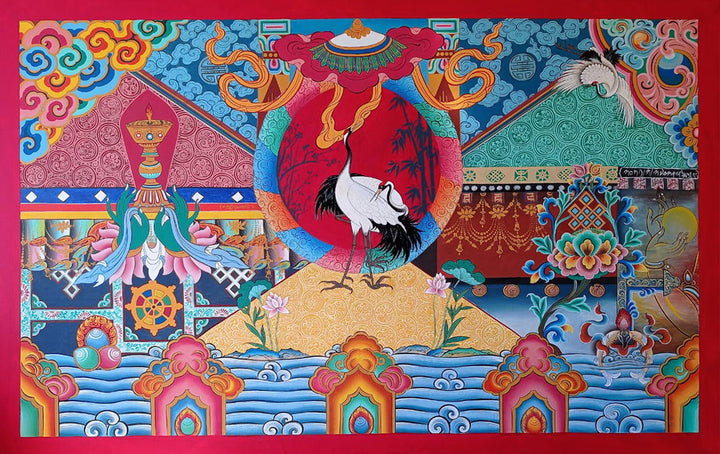 The Crane: Thangka Painting by Krishna Tashi Palmo Thumbnail
