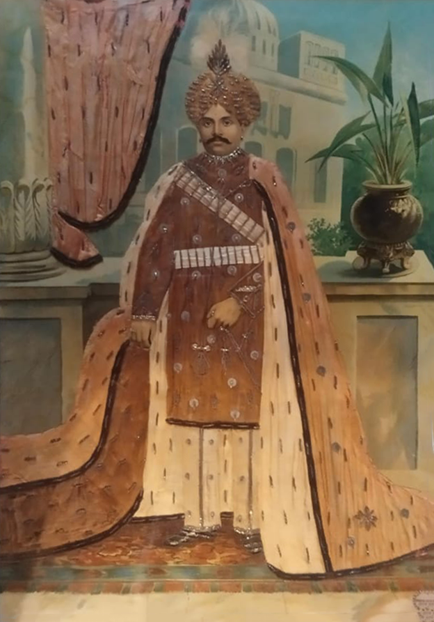 The Regal Portrait of Maharaja Of Mysore in Oleograph by Raja Ravi Varma For Sale