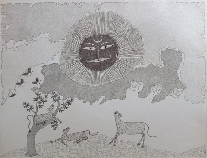 The Sun in Jogi Art by Govind Bhai Bharthri Thumbnail