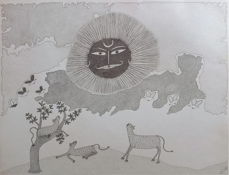 Buy The sun in Jogi Art by Govind Bhai Bharthri