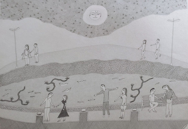 Tranquil Park scenes in Jogi Art by Govind Bhai Bharthri Thumbnail
