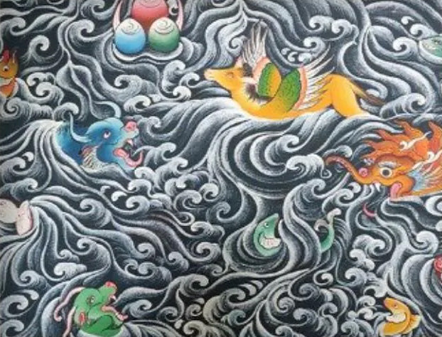 Unseen Ocean: Thangka Painting by Krishna Tashi Palmo Thumbnail
