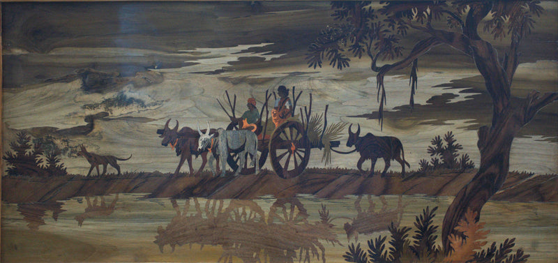 Buy Village scene in Mysore Wood Inlay by Mohan Kumar