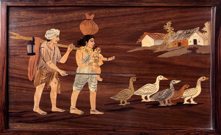 Village scenes in Wood Inlay by Mohan Kumar Thumbnail