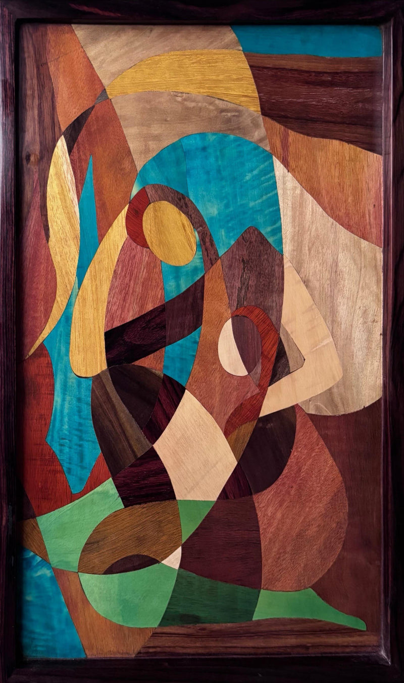 Modern Art in Wood Inlay by Mohan Kumar painting For Sale