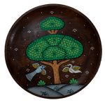 Tree of Life Pattachitra on a Wooden Plate Pattachitra