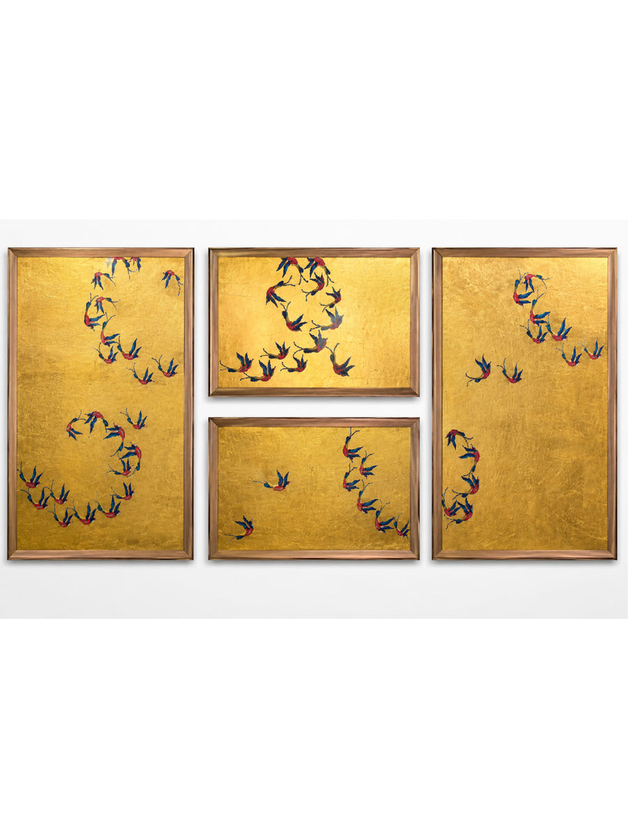 The golden flight: a set of four miniature paintings by Shehzaad Ali Sherani