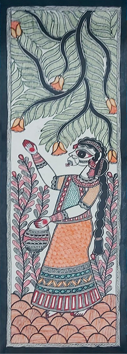 Woman In Garden in Madhubani by Priti Karn Thumbnail