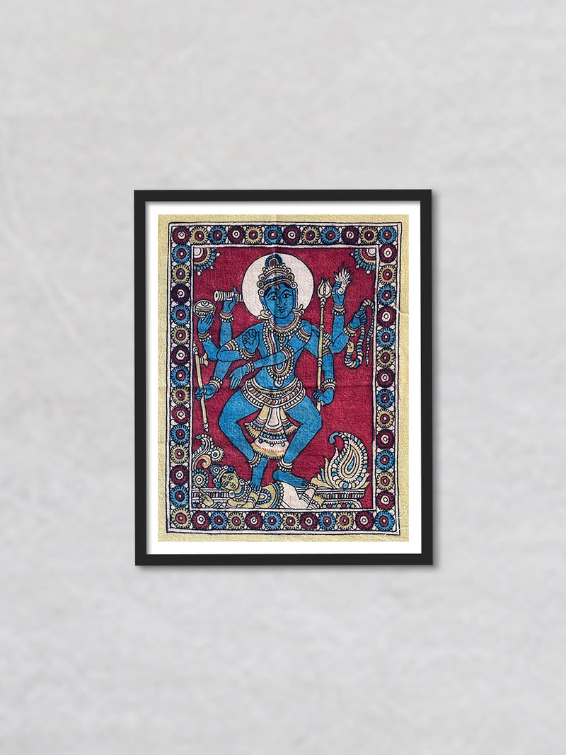 Cosmic Symphony: The Divine Dance of Lord Shiva Kalamkari Painting by Siva Reddy - For sell