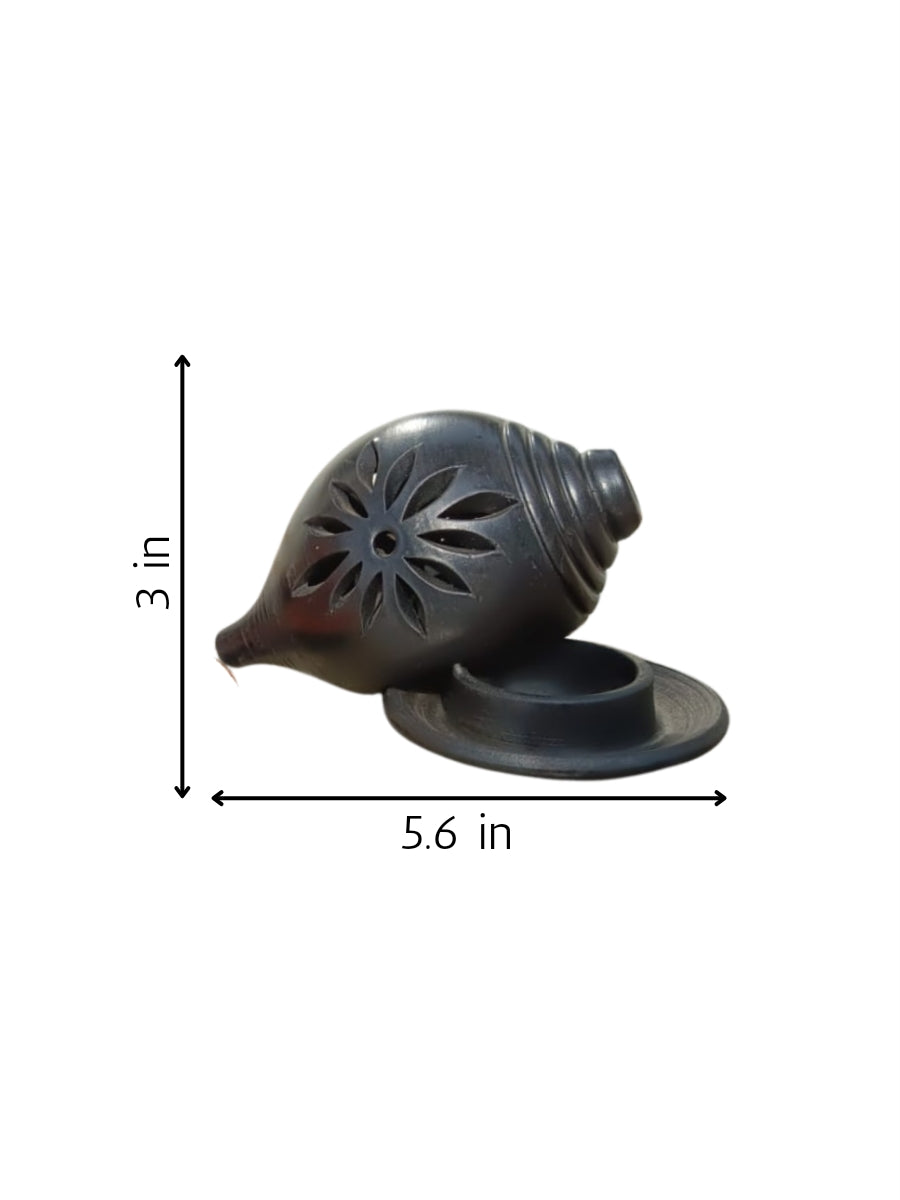Buy Shanku Candle Light Holder in Black Pottery by Ramjatan Prajapati 
