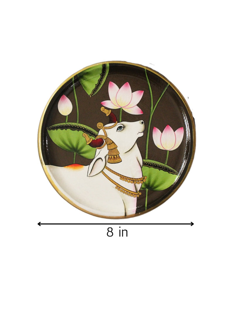 Buy 8" Brown Half Cow Pichwai Décor Plate