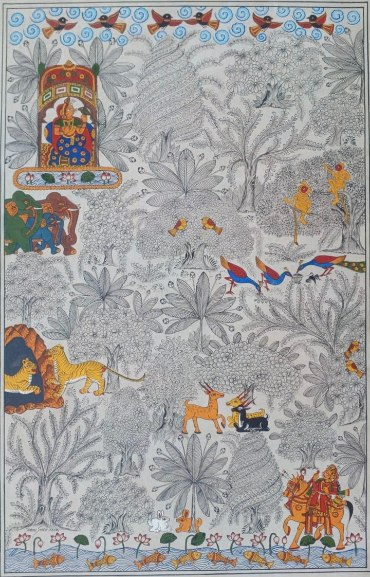 A Banyan Tree and Birds in Phad by Abhishek Joshi Thumbnail