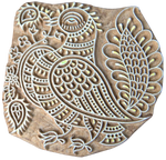 Buy A Graceful Peacock with Foliage in Wooden Kalamkari Blocks by K. Gangadhar