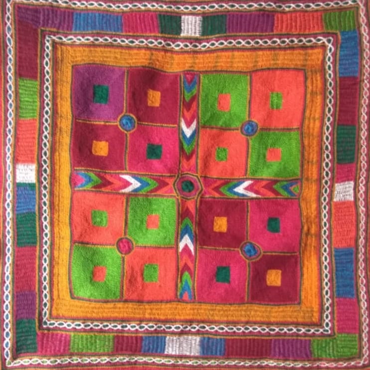 Buy A Grid of Colors in Banjara Embroidery by Sapavat Siddu
