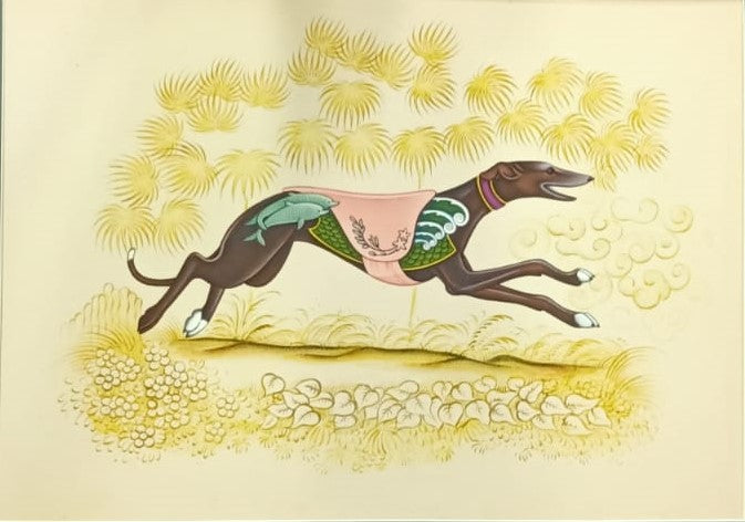 Buy A Hound's Leap In Mughal Miniature by Mohan Prajapati
