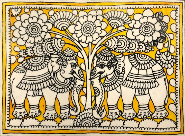 A Pair of Elephants in Tholu Bommalata by Sindhe Siva Thumbnail