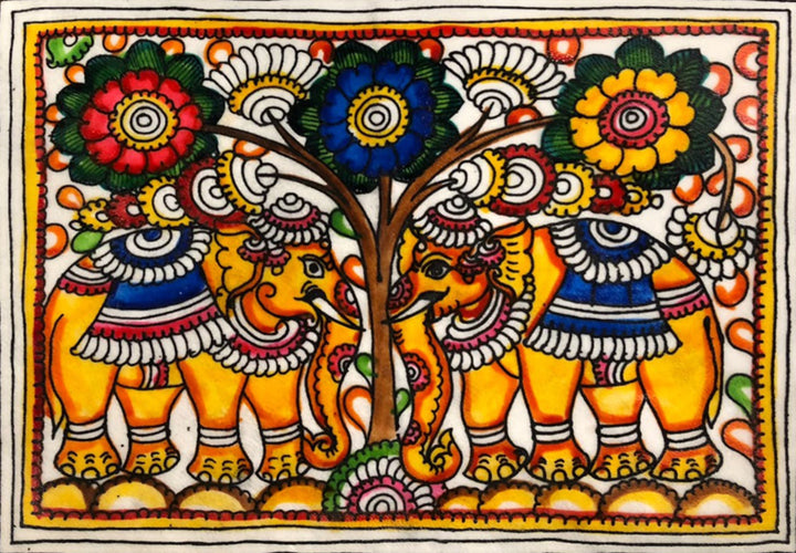 A Pair of Elephants in Tholu Bommalata by Sindhe Siva Thumbnail