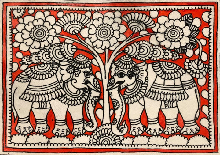 A Pair of Elephants in Tholu Bommalata by Sindhe Siva Thumbnail