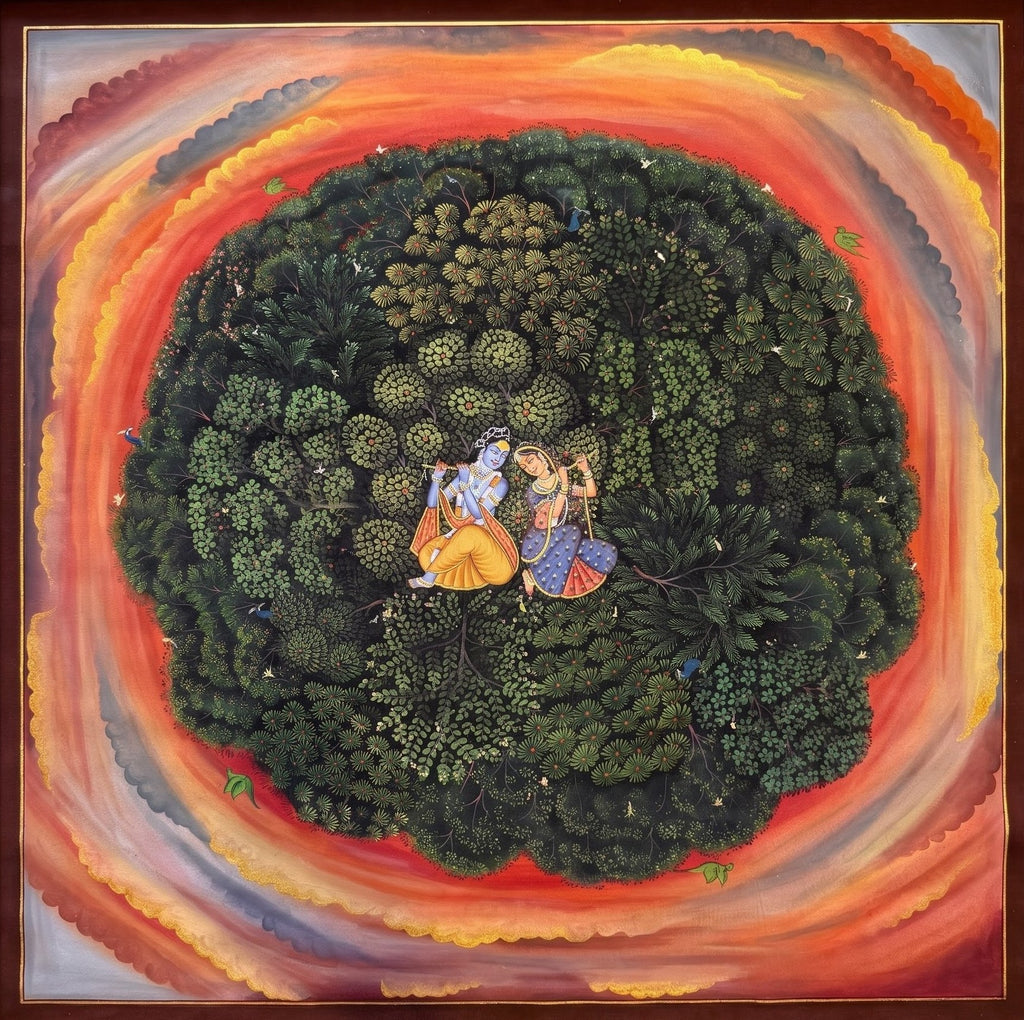 A flautist’s cosmology: Radha Krishna in Nandvan in Pichwai by Naveen Soni Thumbnail