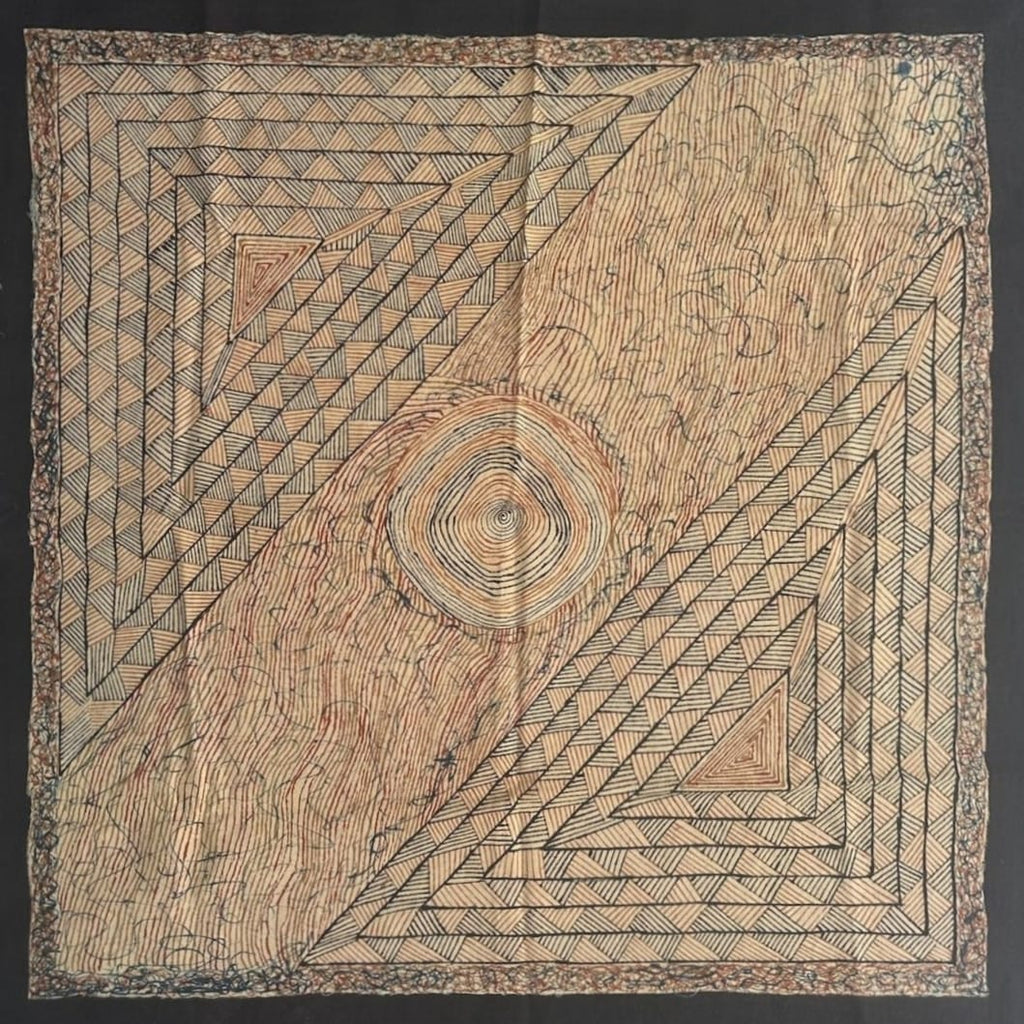Buy Abstract Geometric Patterns in Ajrakh Art by Mubassirah Khalid Khatri