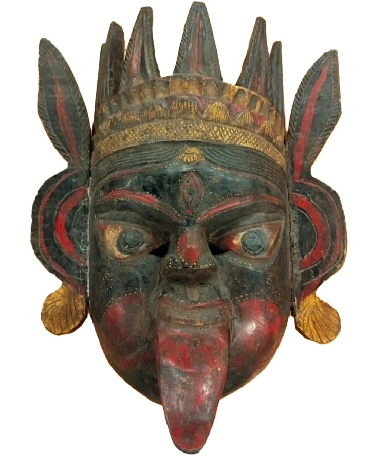 Antique Wooden Mask of Kali: Fierce Grace and Protection by Laxminatham Handicraft Thumbnail