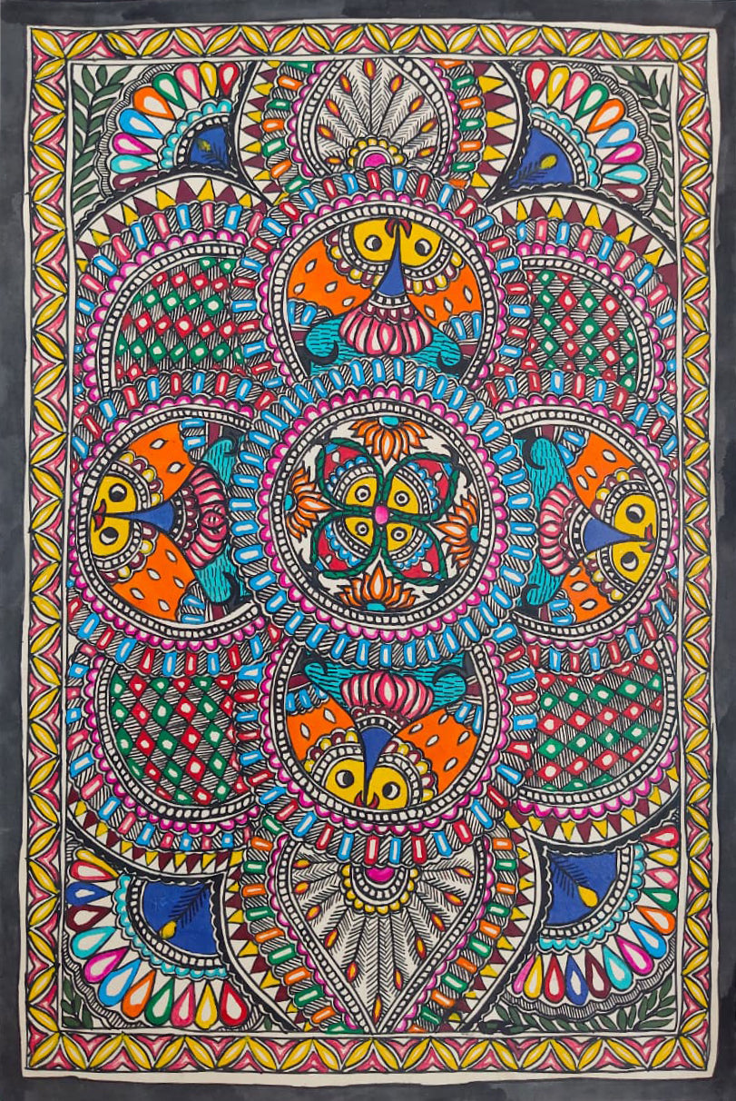 Aquatic Mandala: The circle of life in Madhubani by Ambika Devi Thumbnail