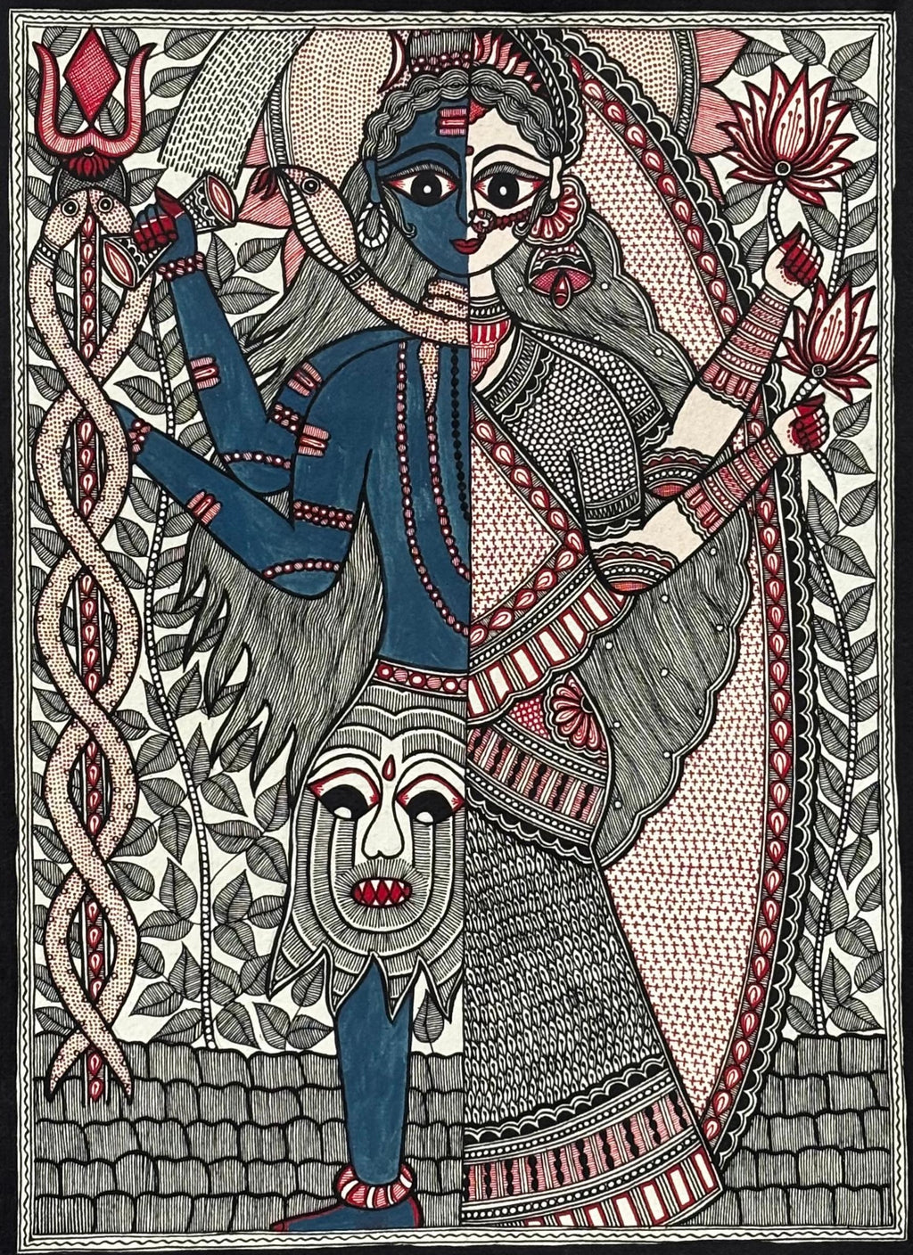 Ardhanarishwara in Madhubani by Abdhesh Kumar Karn Thumbnail