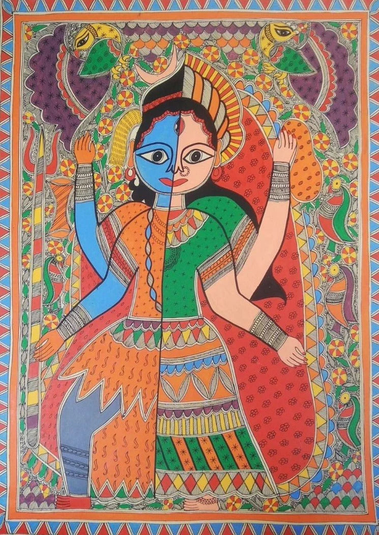 Ardhanishwar in Madhubani by Pratima Bharti Thumbnail
