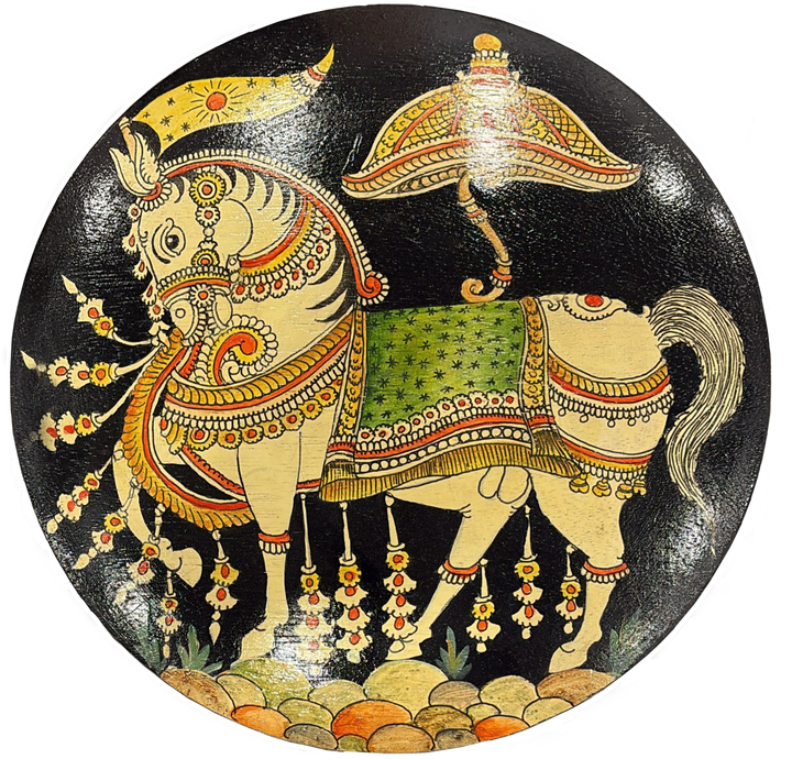 Ashwamegha's Tale in Sudheer's Kalamkari Plate Thumbnail