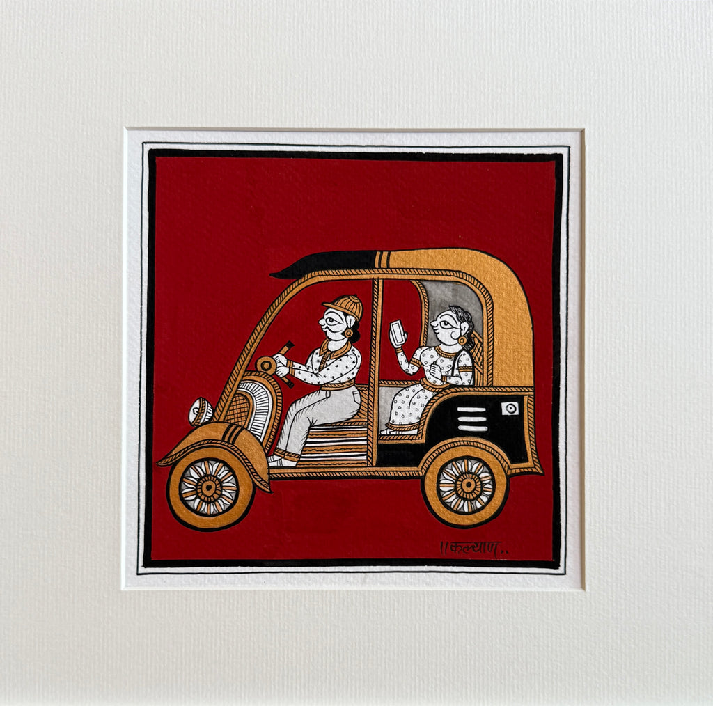 Buy Auto-Rickshaw Travels: The Three-wheel Ride in Phad Painting by Kalyan Joshi
