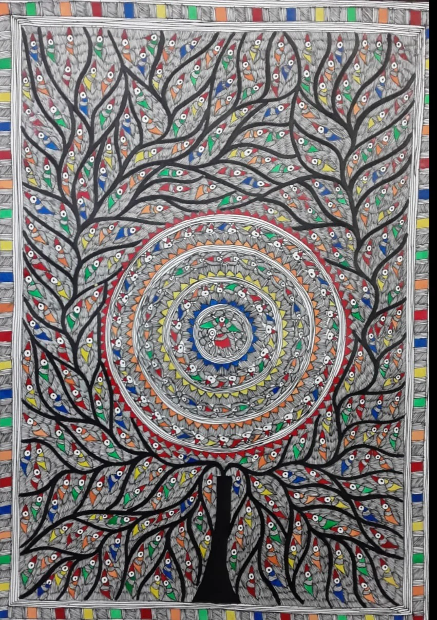 BIRDS IN MADHUBANI PAINTING BY PRATIMA BHARTI Thumbnail