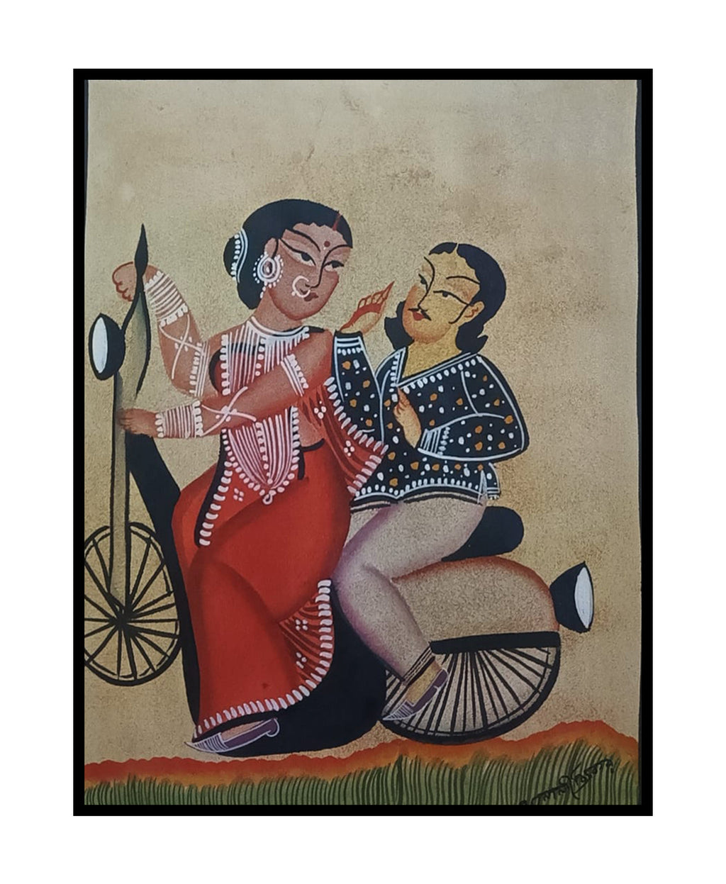Babu and bibi on a scooter in Kalighat by Sonali Chitrakar Thumbnail