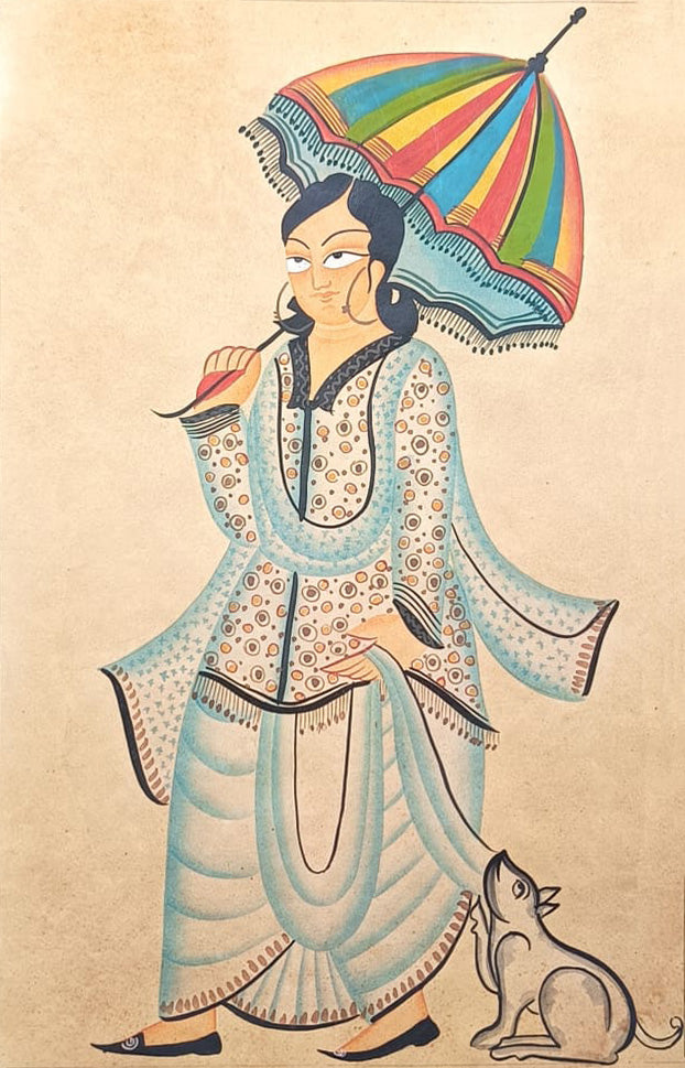 Buy Babu with an Umbrella in Kalighat by Sonali Chitrakar
