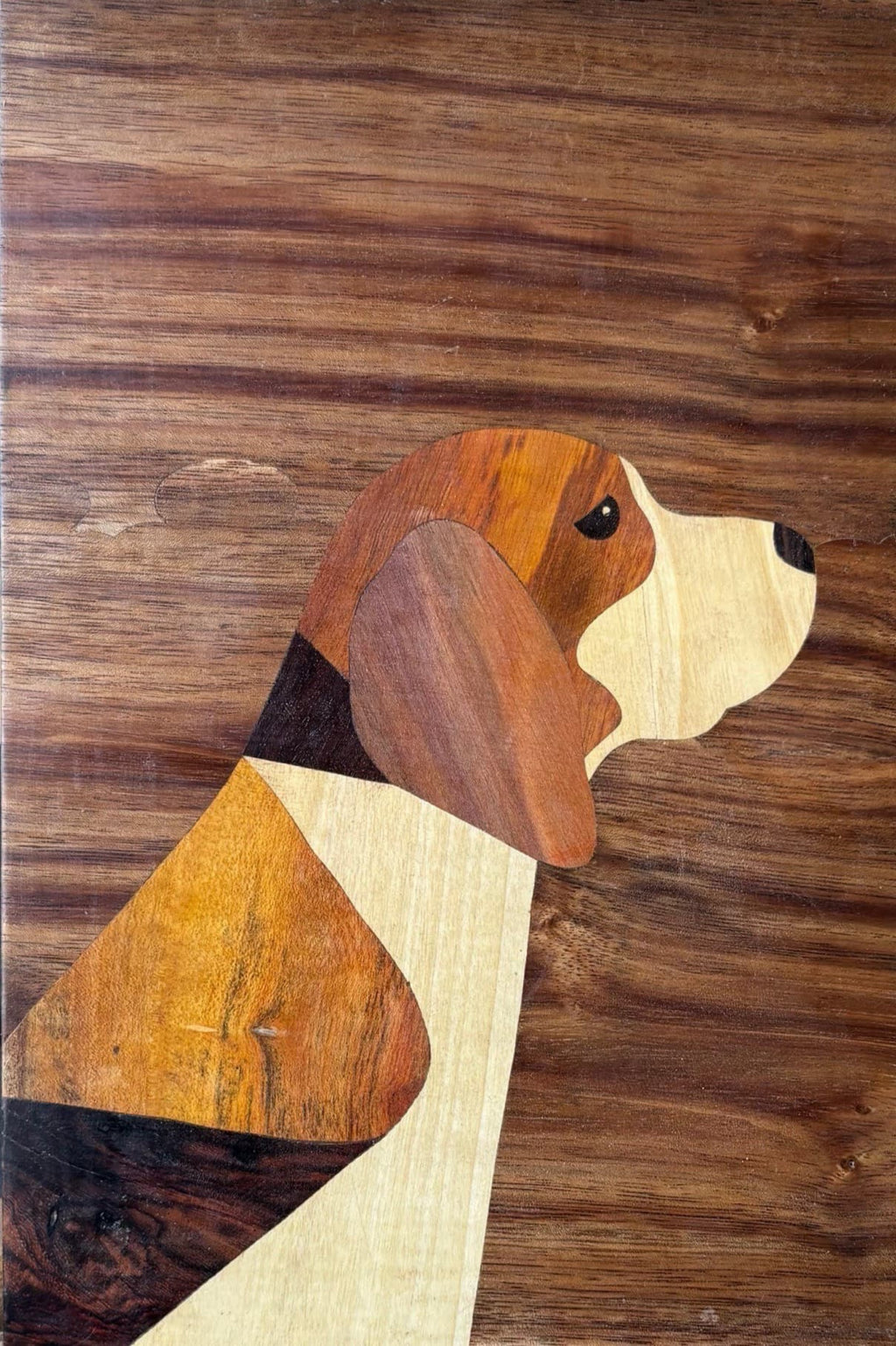 Beagle at Pause in wood inlay by Mohan Kumar Thumbnail